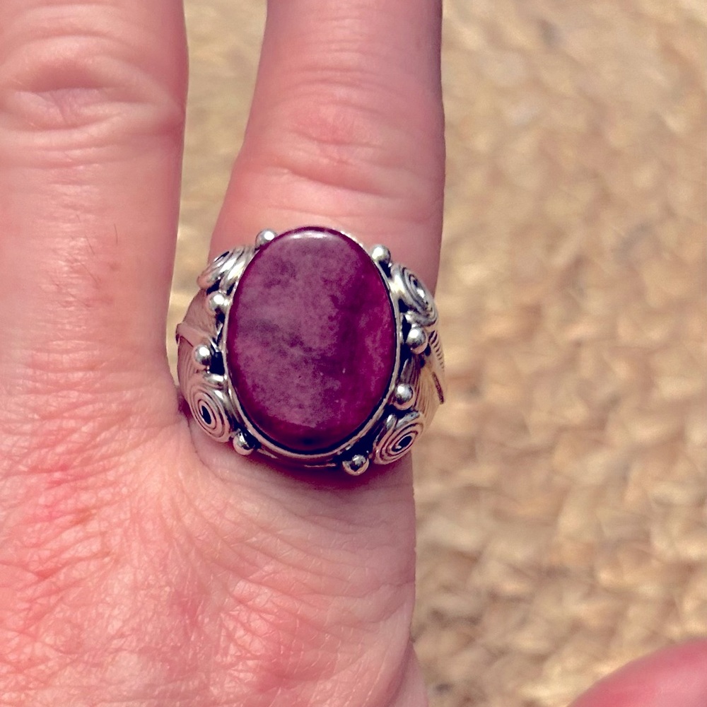 Native American Sterling Ring with Sugilite   - signed